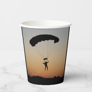 Skydiver Parachute at Sunset Paper Cups