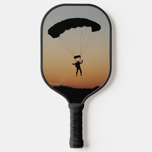 Skydiver Parachute at Sunset Pickleball Paddle (Front)