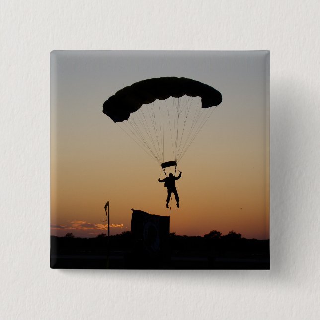 Skydiver Parachute at Sunset Sky Diver 15 Cm Square Badge (Front)