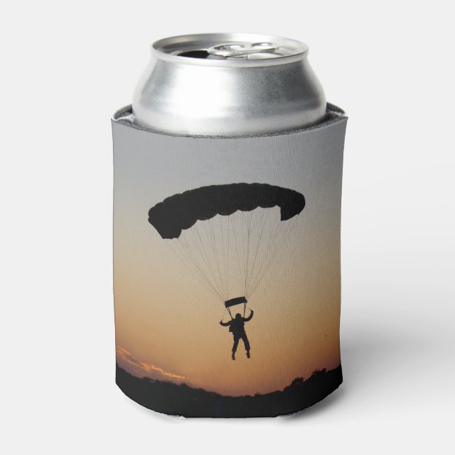 Skydiver Parachute at Sunset Sky Diver Can Cooler (Can Front)