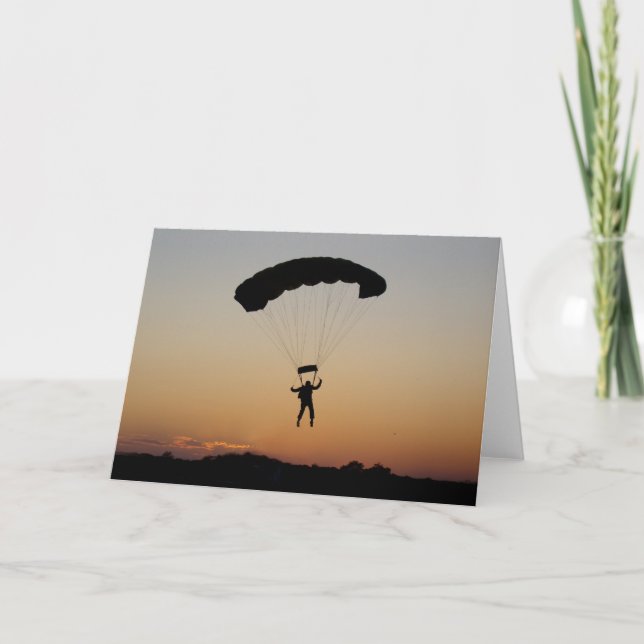 Skydiver Parachute at Sunset Sky Diver Card (Front)