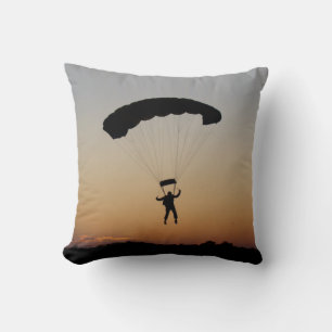 Skydiver Parachute at Sunset Sky Diver Cushion