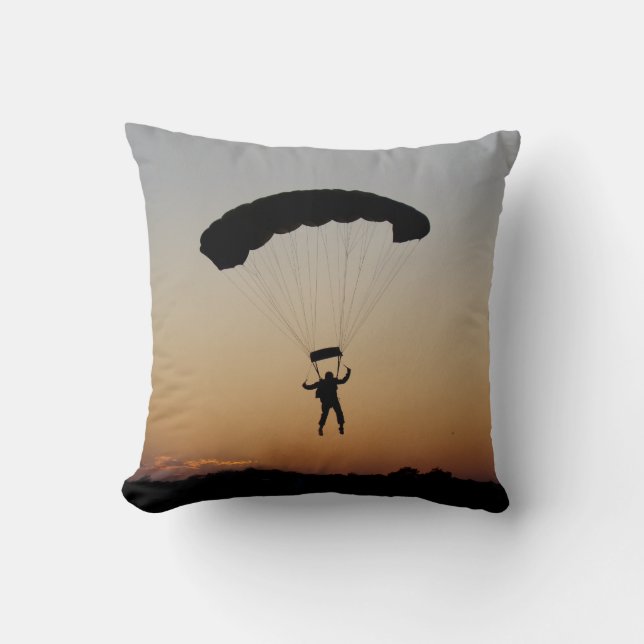 Skydiver Parachute at Sunset Sky Diver Cushion (Front)