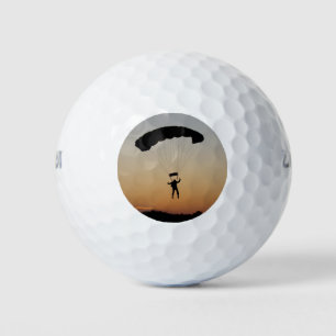 Skydiver Parachute at Sunset Sky Diver Golf Balls