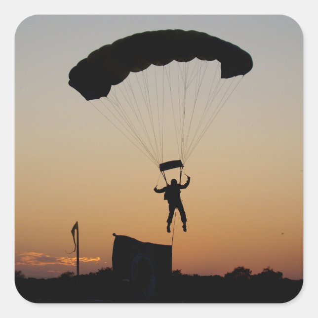 Skydiver Parachute at Sunset Sky Diver Square Sticker (Front)