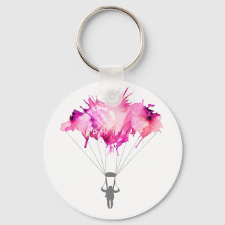 Skydiver Parachute Skydiving Parachuting Art Gift Key Ring