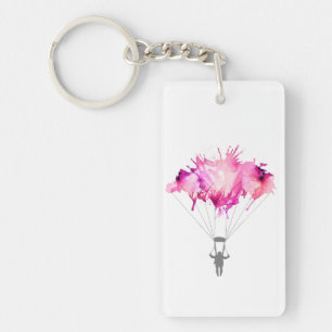 Skydiver Parachute Skydiving Parachuting Art Gift Key Ring