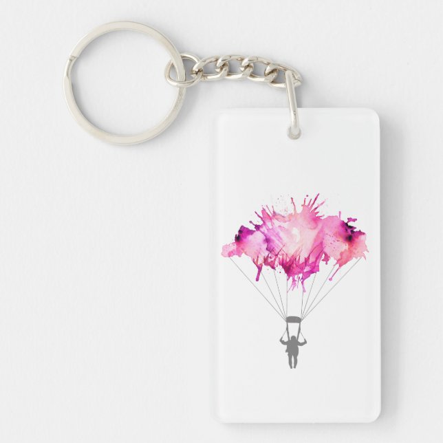 Skydiver Parachute Skydiving Parachuting Art Gift Key Ring (Front)