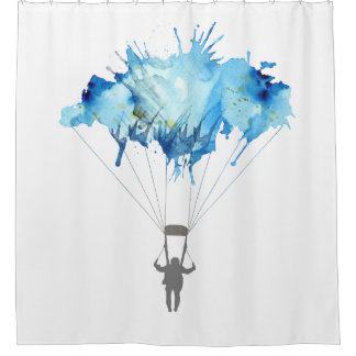 Skydiver Parachute. Skydiving Parachuting. Shower Curtain