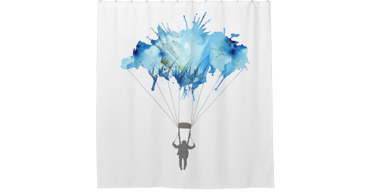 Skydiver Parachute. Skydiving Parachuting. Shower Curtain Zazzle