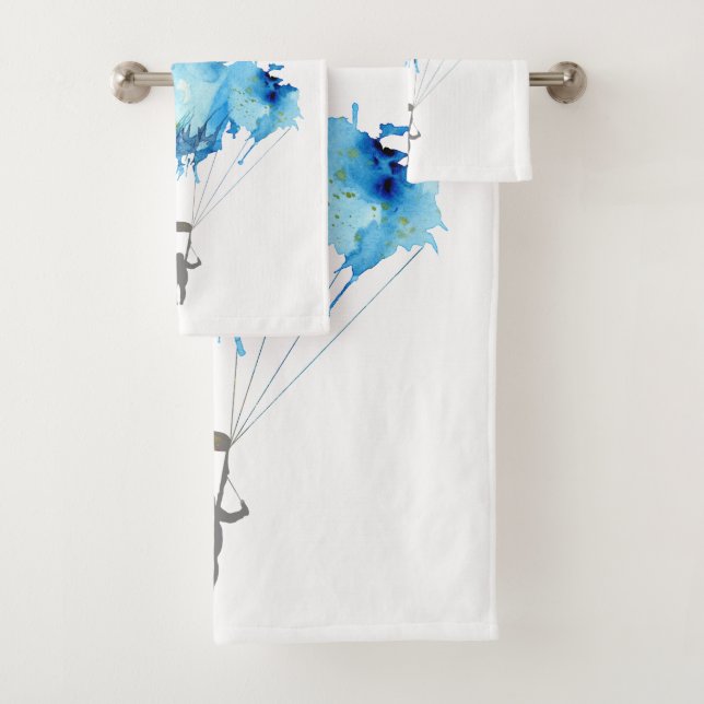 Skydiver, Parachute. Skydiving Sport. Parachuting Bath Towel Set (Insitu)
