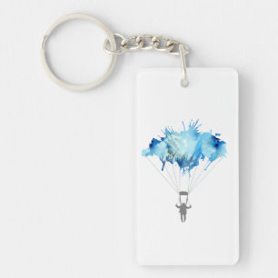 Skydiver, Parachute. Skydiving Sport. Parachuting Key Ring