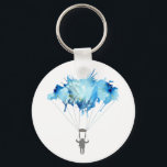 Skydiver, Parachute. Skydiving Sport. Parachuting Key Ring<br><div class="desc">Skydiver,  Parachute. Parachuting Sport. Skydiving. 
Watercolor Art Illustration.
Key Chain,  Keychain.

This skydiving tee with the watercolor parachutist makes a cute gift for a
sky diving woman or man or someone who just loves this awesome "heavenly" sport.
Parachutist hanging on a colourful watercolor splash cloud.</div>