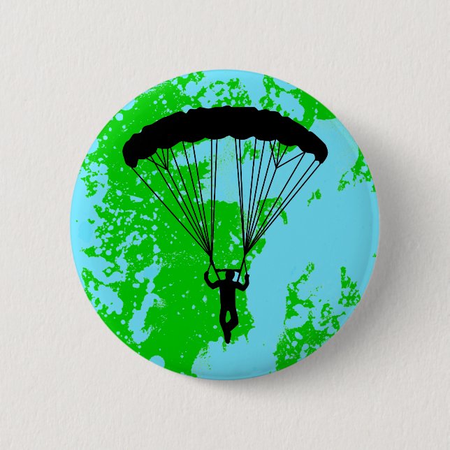 skydiver silhouette 6 cm round badge (Front)