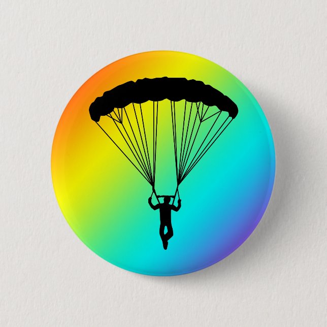skydiver silhouette 6 cm round badge (Front)