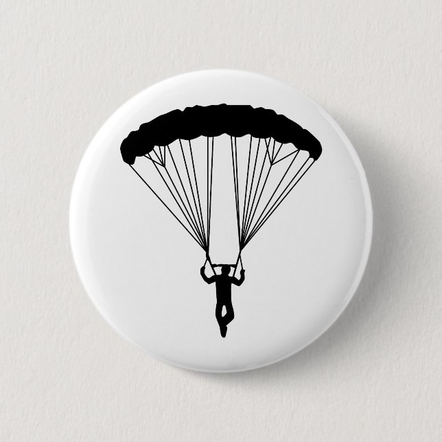 skydiver silhouette 6 cm round badge (Front)