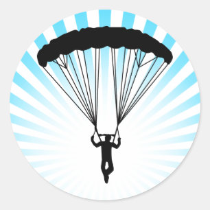 skydiver silhouette classic round sticker