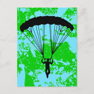 skydiver silhouette postcard