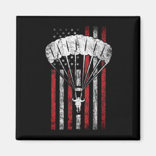 Skydiver Silhouette - Skydiving American Flag - Sk Magnet