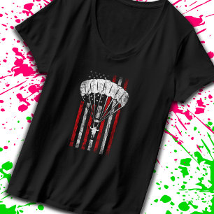 Skydiver Silhouette - Skydiving American Flag - Sk T-Shirt