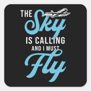 Skydiver The Sky Is Calling And I Must Fly Vintage Square Sticker