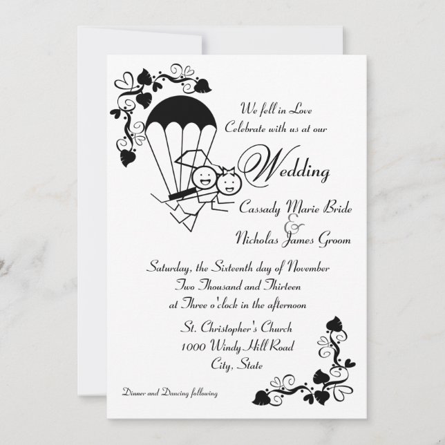 Skydiver Wedding Invitation (Front)