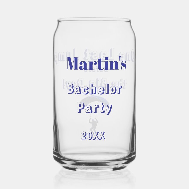 Skydiving Bachelor Party Funny Adventure Theme Can Glass (Front)