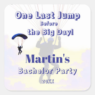 Skydiving Bachelor Party Funny Adventure Theme Square Sticker