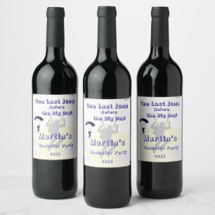Skydiving Bachelor Party Funny Adventure Theme Wine Label