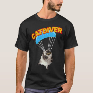 Skydiving Cat Diving Catdiver Skydiver Paragliding T-Shirt