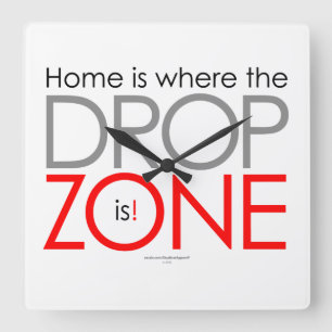 Skydiving Drop Zone Square Wall Clock
