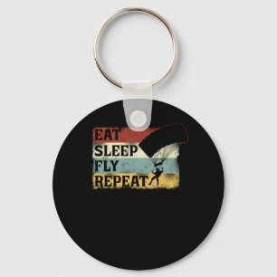 Skydiving Eat Sleep Fly Repeat Parachute Paraglide Key Ring