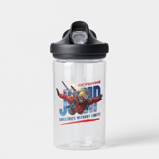  Skydiving-Feel Freedom Above Clouds | Kids 14oz Water Bottle (Front)