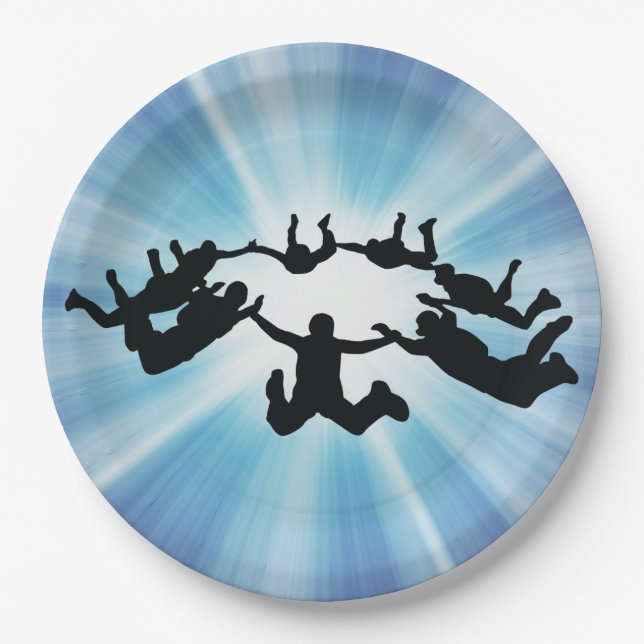 Skydiving Freefall Design Paper Party Plate (Front)