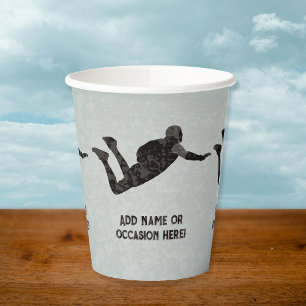 Skydiving freefall metal look men's sports theme paper cups
