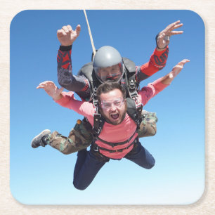 Skydiving Fun Square Paper Coaster