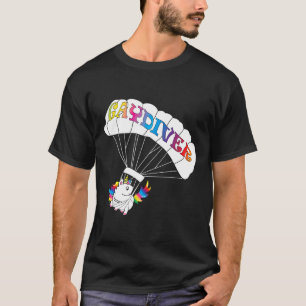 Skydiving Gay Design Funny Flying Unicorn T-Shirt