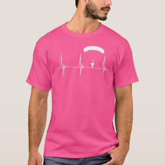 Skydiving Heartbeat Skydiver Skydive Ekg Pulse Jum T-Shirt