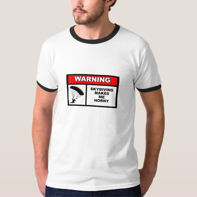 Skydiving label black "ringer" style shirt (Front)