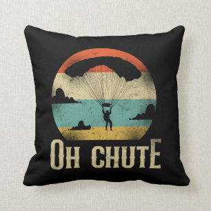 Skydiving Oh Chute Parachute Paraglide Retro Cushion