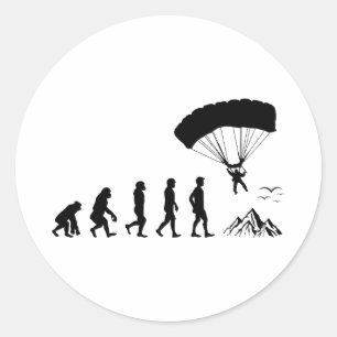 Skydiving Parachute Skydive Skydiver Parachuting Classic Round Sticker