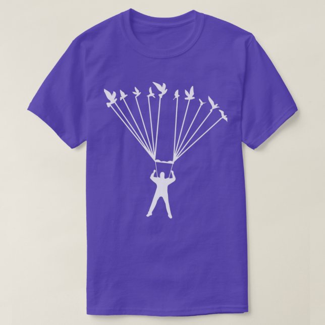 Skydiving Parachute Taking Bird T-Shirt (Design Front)