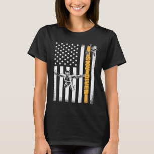 Skydiving Parachuting American Skydiver USA Flag T-Shirt