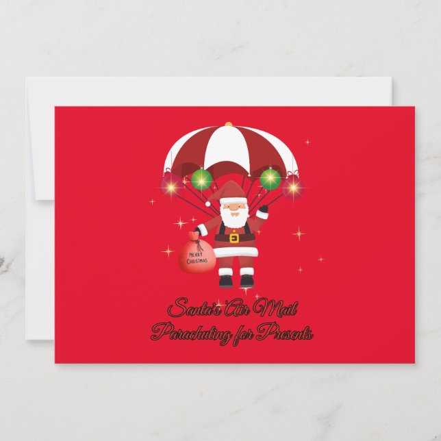 Skydiving Santa Parachute Air Mail Holiday Card (Front)