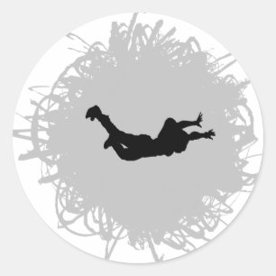 Skydiving Scribble Style Classic Round Sticker