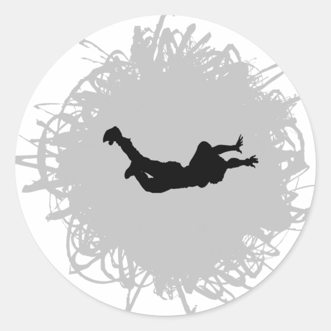 Skydiving Scribble Style Classic Round Sticker (Front)
