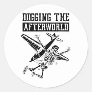 Skydiving Skeleton Surfing - Parachuting Sky Skydi Classic Round Sticker