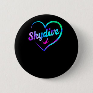Skydiving Skydive Heart Watercolor 6 Cm Round Badge