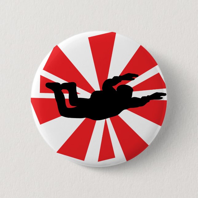 skydiving skydiver icon 6 cm round badge (Front)