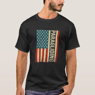Skydiving Skydiver Paragliding Usa American Flag P T-Shirt